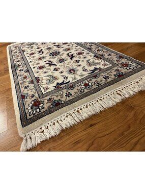 Fine 140 KPSI Hand-Knotted Nain Rug 39”x24" Wool W/ Silk Highlights Shah Abbasi